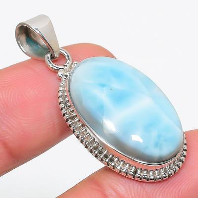 Natural Republic Larimar Gemstone 925 Solid Sterling Silver Pendant 1.75" L7B80