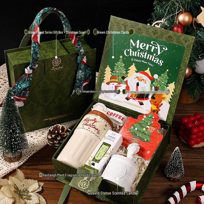 AQ Christmas Gift Set with Thermos, Hand Cream, and Candle