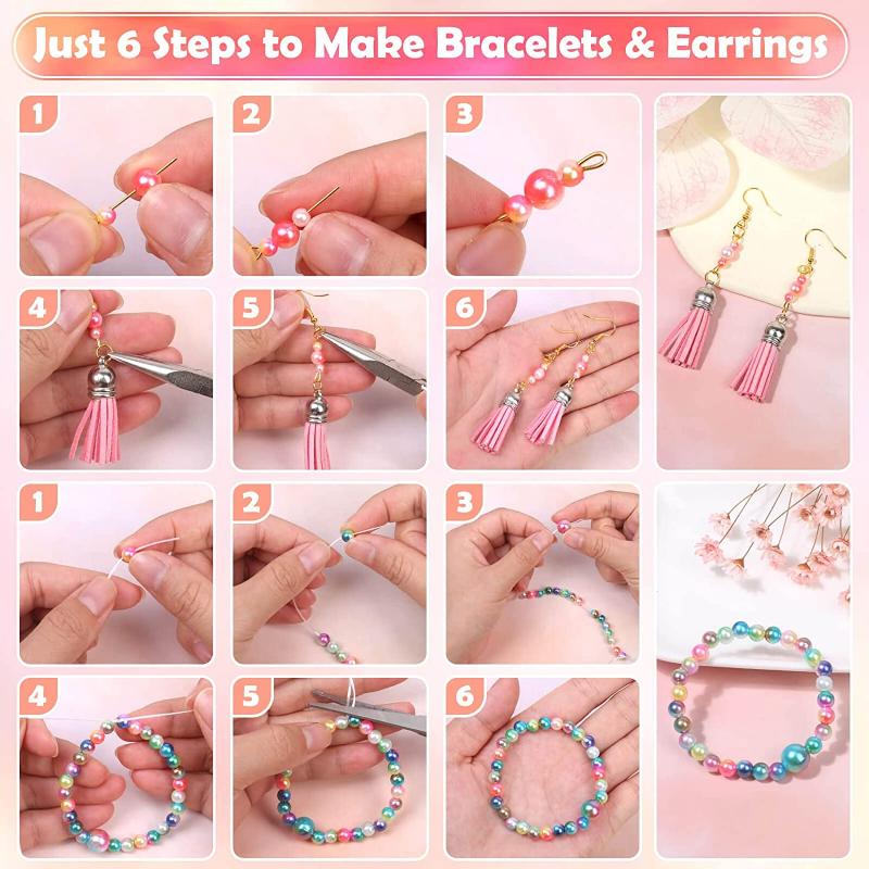 1890PCS/BOX 4/6/8/10mm Round Acrylic Pearl Beads Loose Spacer Beads for Jewelry Making DIY Necklace Bracelet Accessories