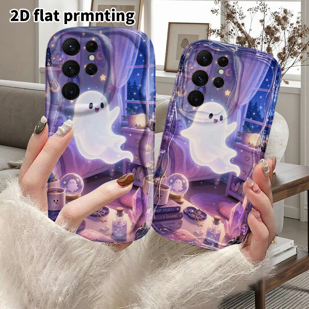 Phone Case: 2D Flat Samsung Galaxy A34 A35 M05 M06 S20 S22 S21 FE Plus 5G Protective Case, Couple Style, Glowing Ghost, Christmas and Halloween Gift