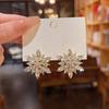 Sophisticated Women Silver Needle Floral Earrings Rhinestones Flower Ear Accessories Elegant Jewelry for Everyday Wear
