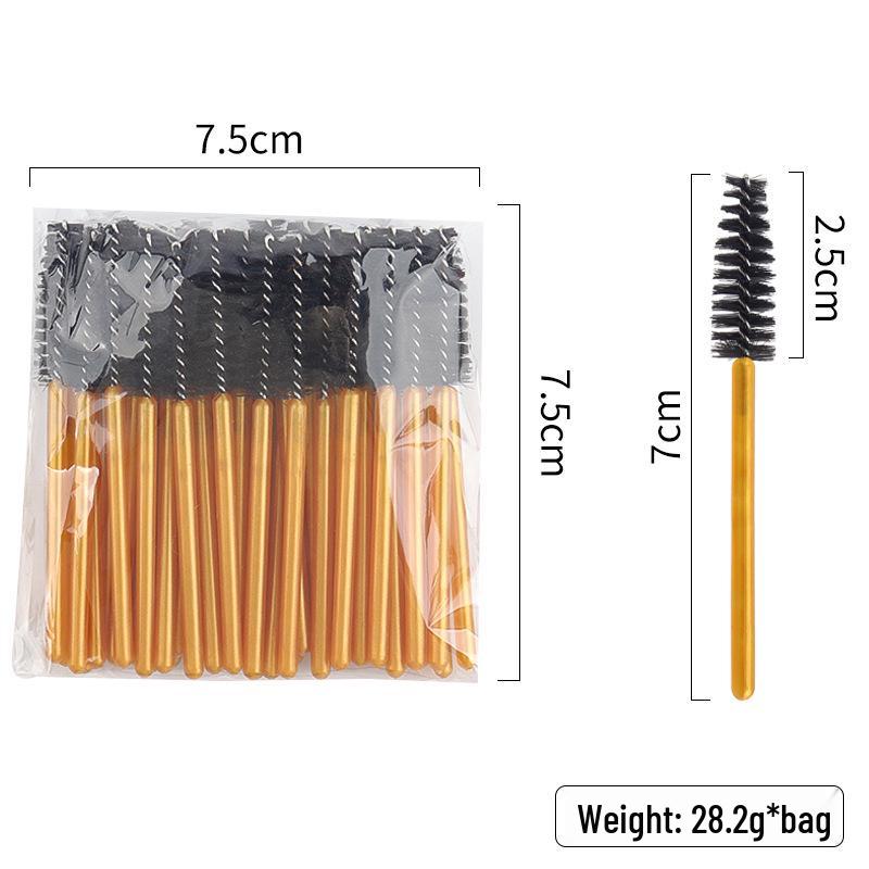 50-Pack Gold Handle Disposable Mascara Brushes - Mini Short Handle Spiral Wands for Lashes & Brows