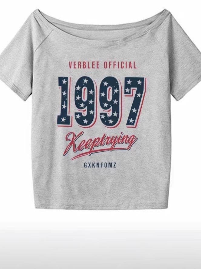 Amerikanisches Retro-Sternenprint-Einschulter-Freizeit-Schlankheits-Top für Damen - 2025 Edition