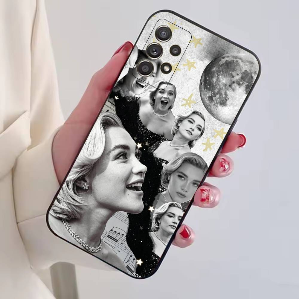 Actress F-Florence Pugh Phone Case For Samsung S25,S24,S21,S22,S23,S30,Ultra,S20,Plus,Fe,Soft Silicone Black Cover