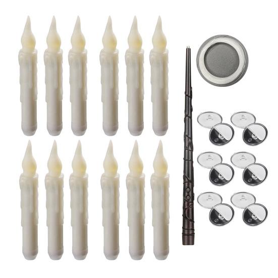 12 Pcs Floating Candles with Wand Remote Magic Hanging Flameless LED Taper Candles Battery Operated Flickering Candlestick with Warm Light for Room
