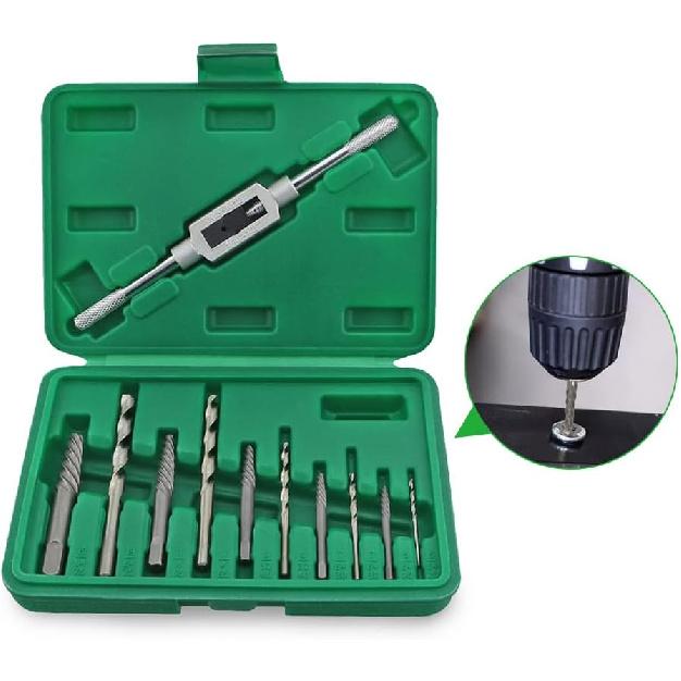 11 PCS Screw Extractor Tool Kit Set, Remove Broken Bolt Fastener,Use by Manually or with a Hammer or Electric Drill