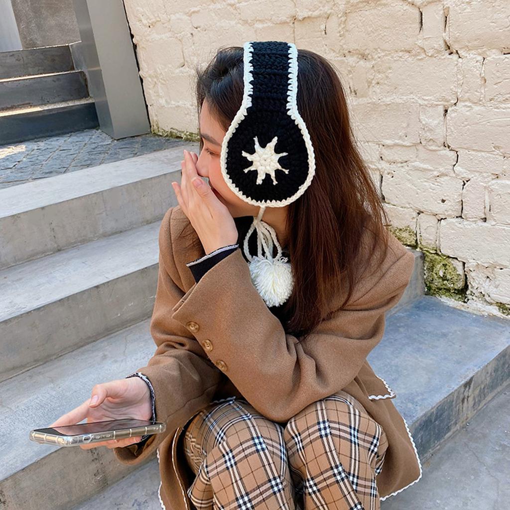 Knit Strap Ear Muffs for Women Warm Ear Warmers Cold Weather Ear Protective Furry Ear Covers for Outdoor Photo Earmuff