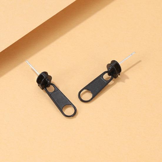1 Pair Stud Earrings Zipper Shape Plated Jewelry Cartoon Candy Color Ear Studs for