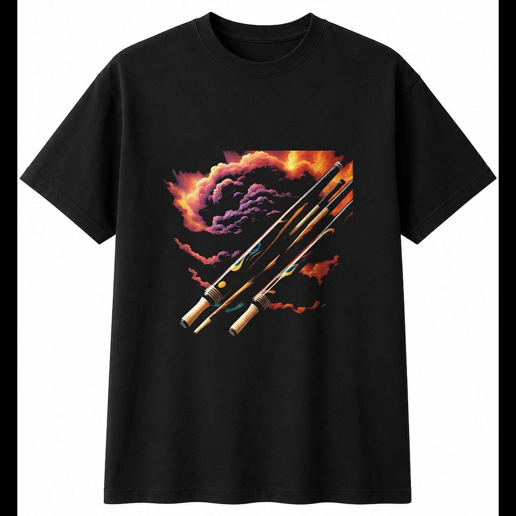 Pool Cue Airbrush Retro Mens T-Shirt Black 100% Cotton Motoring Printed Classic