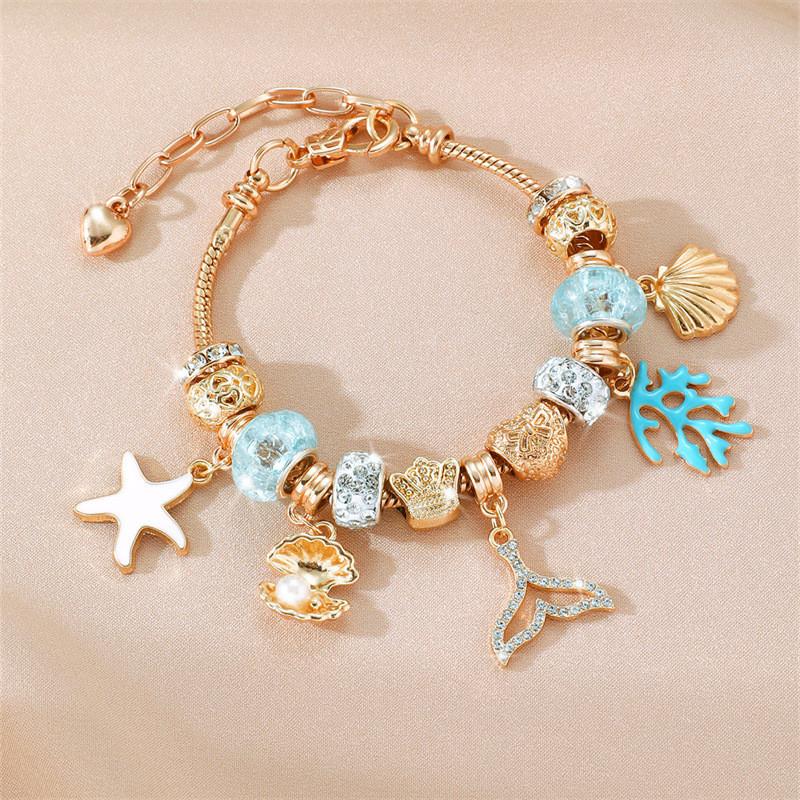 Bracciale Corona di Fiori Estiva da Spiaggia per Donna con Accenti di Conchiglie per la Vacanza