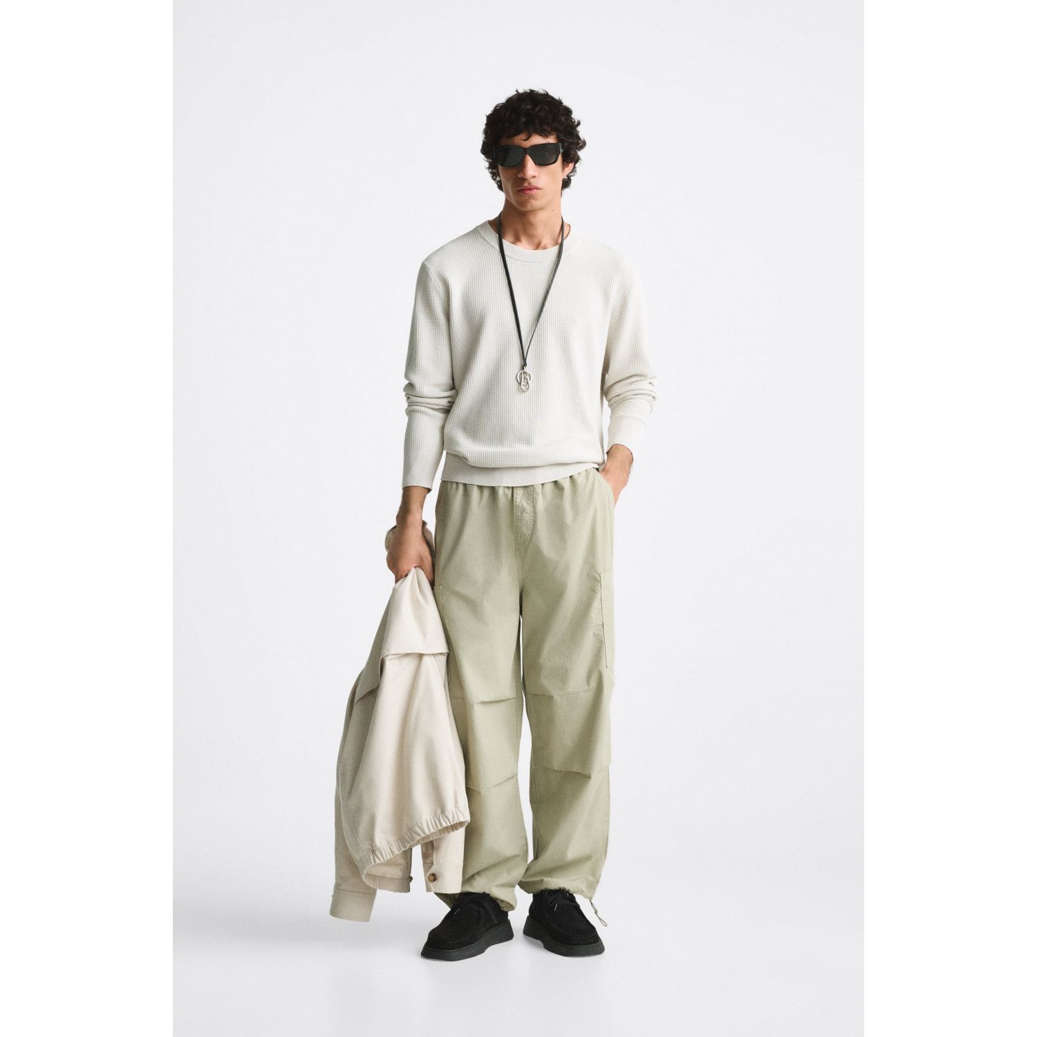 

CHECK-TEXTURE WEAVE SWEATER