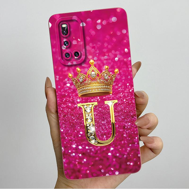 For Vivo V19 1933 Case Luxury Crown Letters Couple Liquid Silicone Soft Phone Cases For Vivo V 19 Camera Protection Back Cover