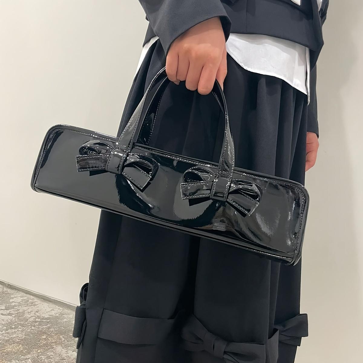 

Bow-Adorned Handbag for Women Large Capacity Tote with Zipper Closure, Fixed Shoulder Strap Casual & Formal Occasions, Minimalist Design чёрный