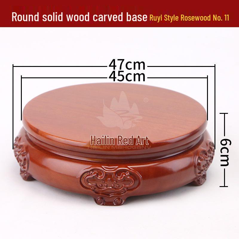 Rosewood Carved Flower Arrangement Bonsai Vase with Ebony Buddha Statue Holder.