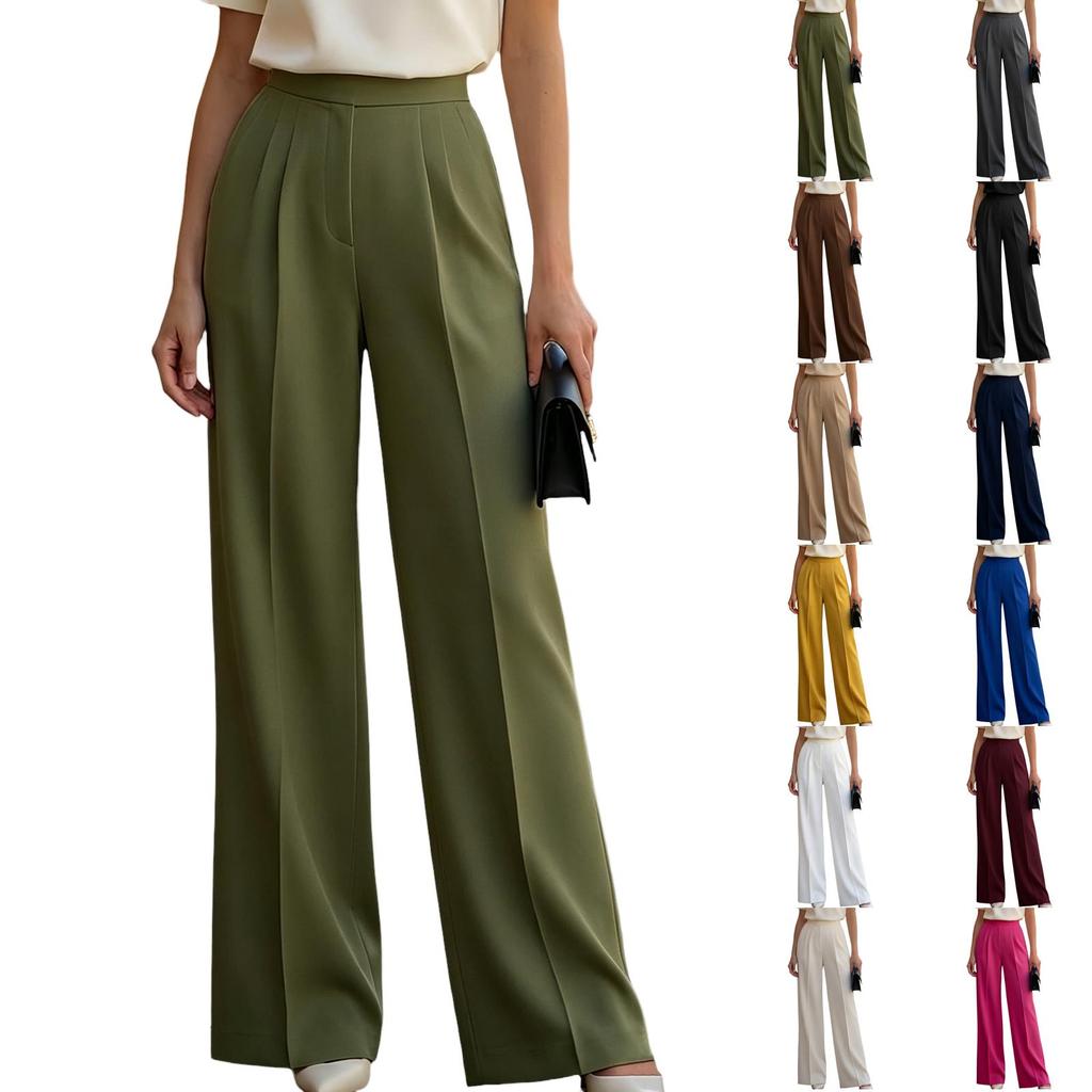 Women's High Waist Straight Leg Drape Dress Pants for Work