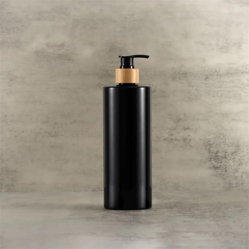 300/400/500ml Soap Dispenser Bottle Bamboo Shampoo Body Wash Conditioner With Bamboo Wood Pump Head Refill Lotion Sub Bottling