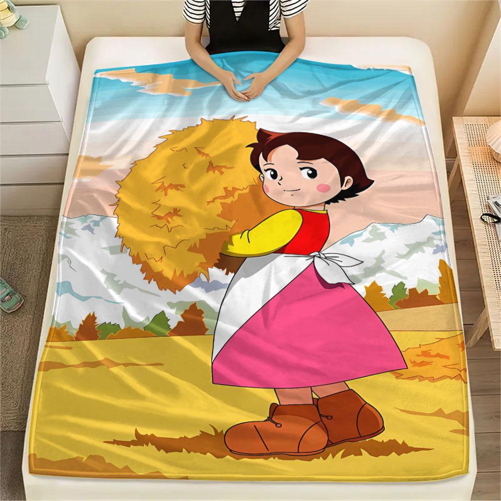 1PC Heidi Alps Cartoon Patterned Flannel Blanket Suitable For All Seasons for Home Decor Warmth and Comfort Gifts Holiday Present