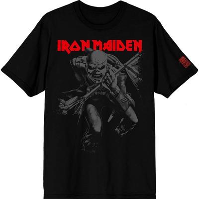 Maglietta degli Iron Maiden: 50 Trooper Crop Grigio (Nero) (Stampa sulla manica) NOVITÀ UFFICIALE