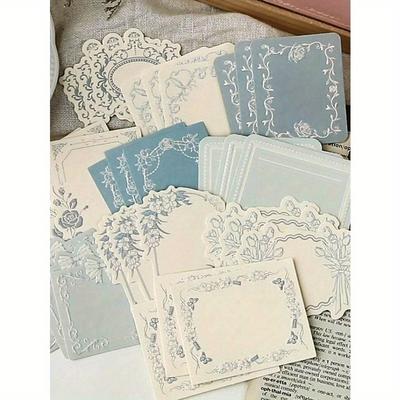 Uma Caixa de 30 Papéis de Material para Notas Adesivas Simples e Criativas em Relevo, Materiais para Artesanato de Colagem de Decoração DIY, Presentes de Festival, Personalizados