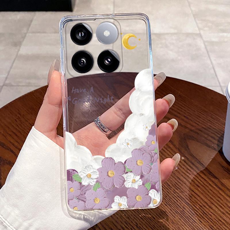 Jelly Casing For Xiaomi 14T 14TPro Clear Silicone Soft TPU Back Cover For Xiaomi 14T Pro Cute Cat Rabbit Heart Protective Case