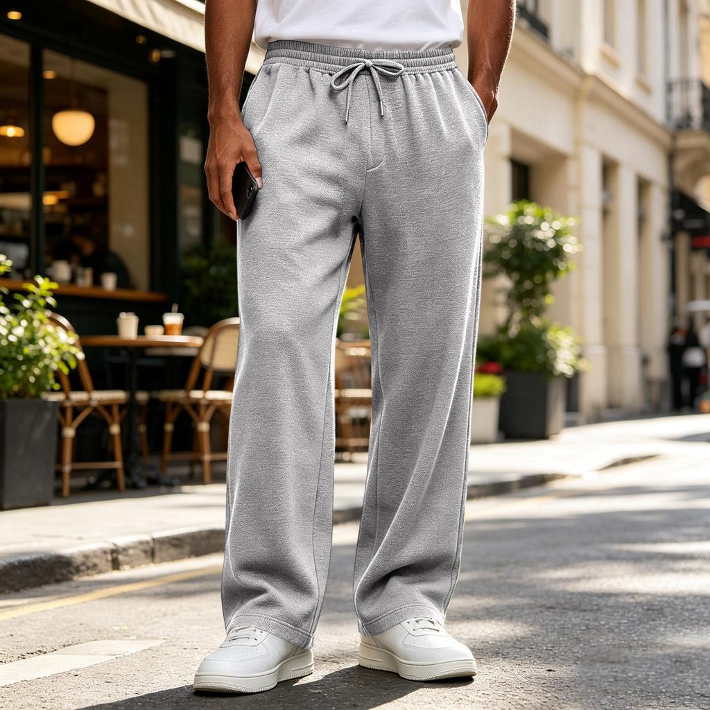 Men's Drawstring Elastic Waist Sweatpants - Color Loose Fit Joggers for Sizes