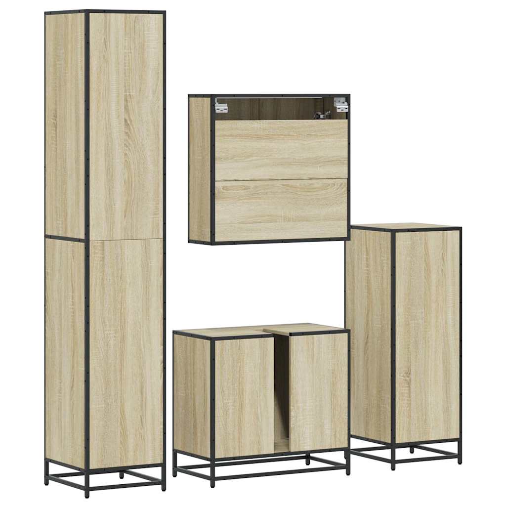 4 Piece Bathroom Furniture Set In Sonoma Oak Engineered Wood
