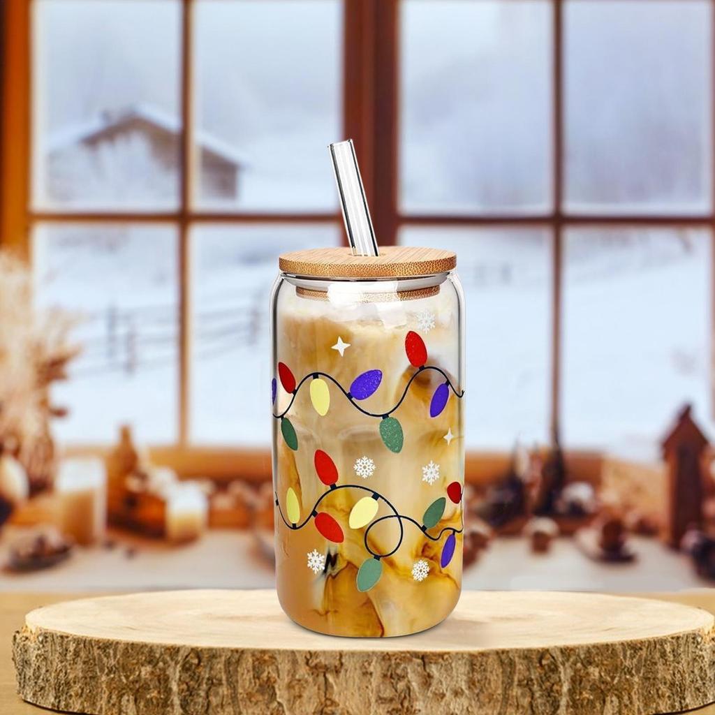 Color Changing Cups With Lids And Straws Christmas Color Changing Cups With Lid Straw Reusable Glass Drink Bottle For Hot