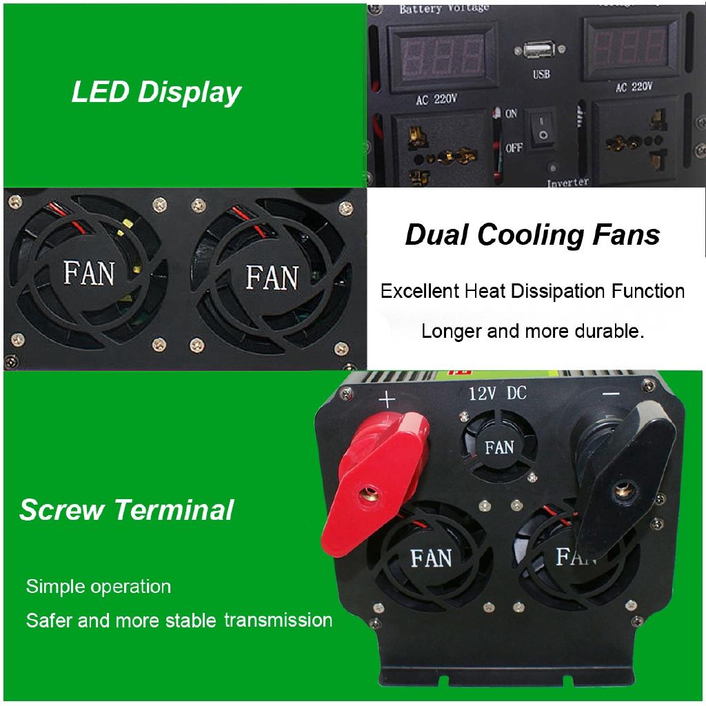 Convertor 5000W 12V/24V la 220V Invertor de Putere Afișaj LCD 10000W