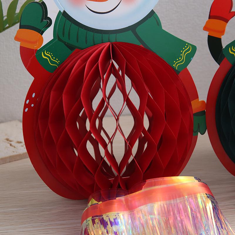 Christmas Honeycomb Paper Flowers & Santa Snowman Gift Box Decoration