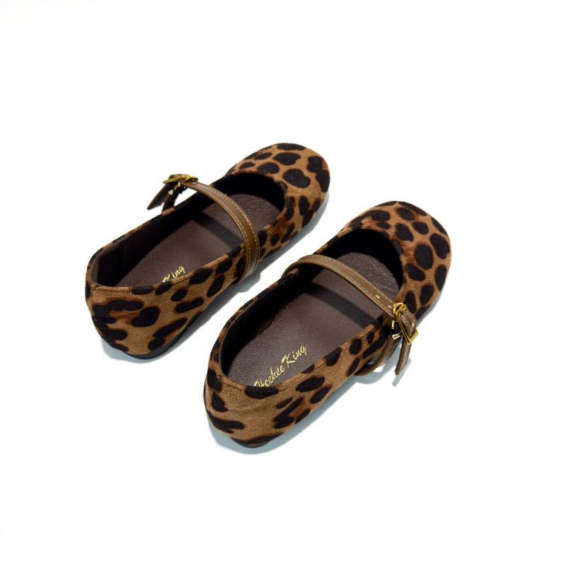 Girls Leopard Print Flat Shoes Soft Sole Fashionable Casual Leather-Lined Kids School Ages 4-16