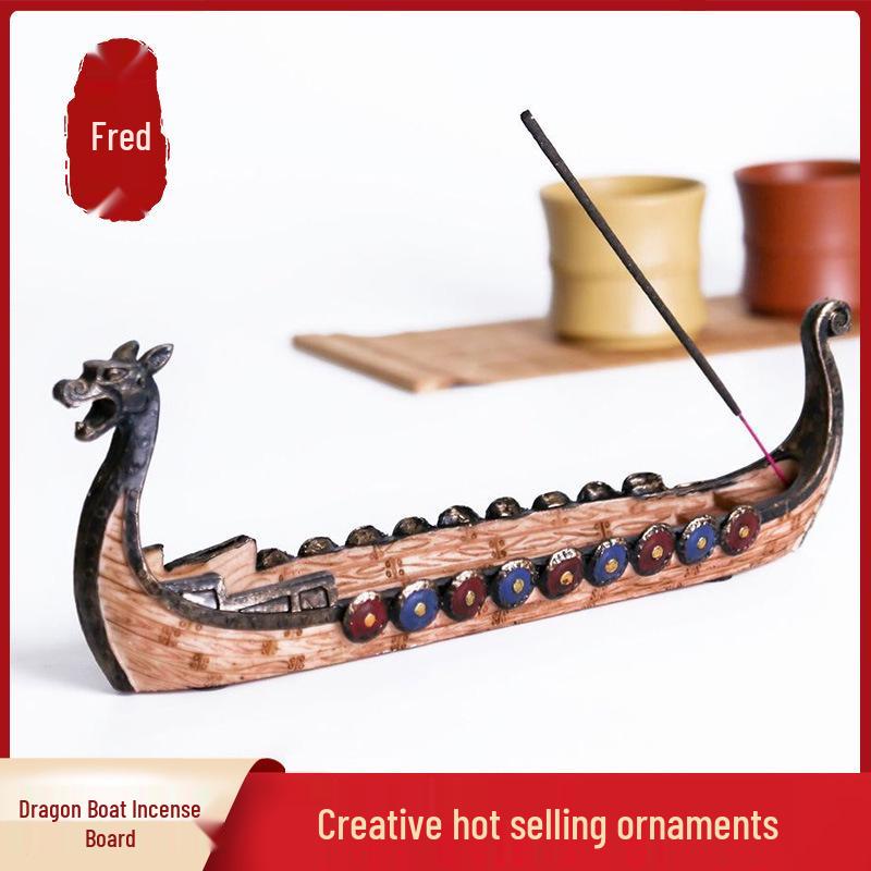 New Chinese Style Year of the Dragon Retro Dragon Boat Incense Holder - Smooth Sailing Indoor Handicraft Ornament