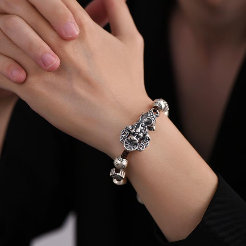 Xiangxu2024New Pixiu Bracelet for Men, Vintage Chinese Style Mantra Bead Bracelet, Multi-Treasure Bracelet, Direct Sale