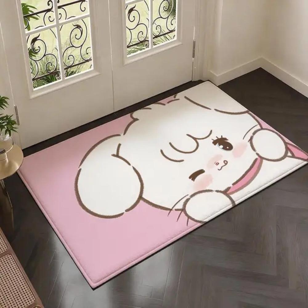 Cute Cartoon Bear Bunny Cat Rectangle Carpet Kawaii Animal Kids Room Home Decor Mat Non Slip Floor Rug Entryway Doormat