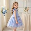 Girls Princess Dress Sleeveless Mesh Tutu Kids Embroidered Floral