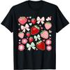 Cute Strawberry Preppy Bow Heart Kawaii Boho Coquette Summer T-Shirt