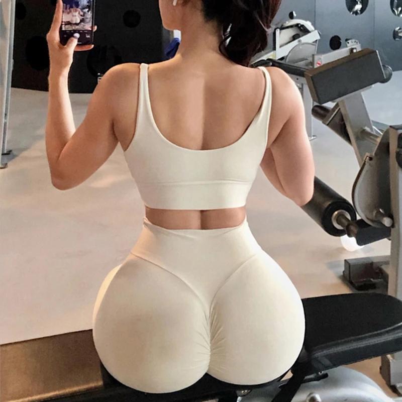 Kvinner Sport Fitness Leggings Høy midje Elastisk Sexy Solid Yoga Bukser Trening Løpe Gym Hurtigtørrende Pustende Leggings Dame