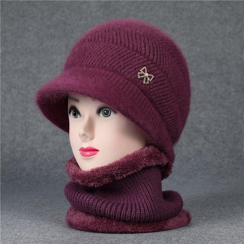 Winter hat women's velvet thick rabbit wool thermal hat knitted cotton hat cold proof