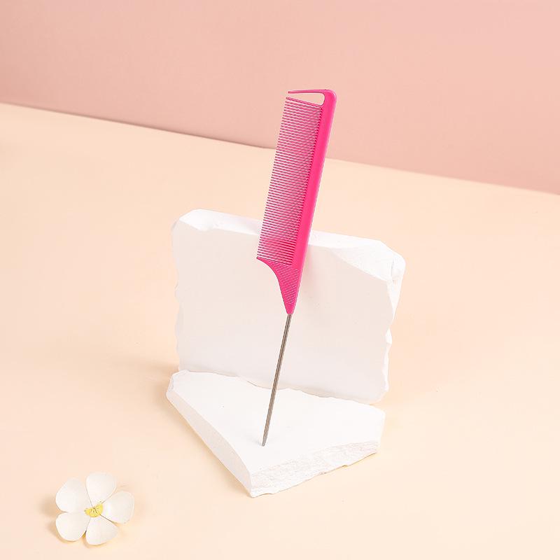 Cross-Border Top Colored Steel Pin Tail Comb for Hair Sectioning and Styling
