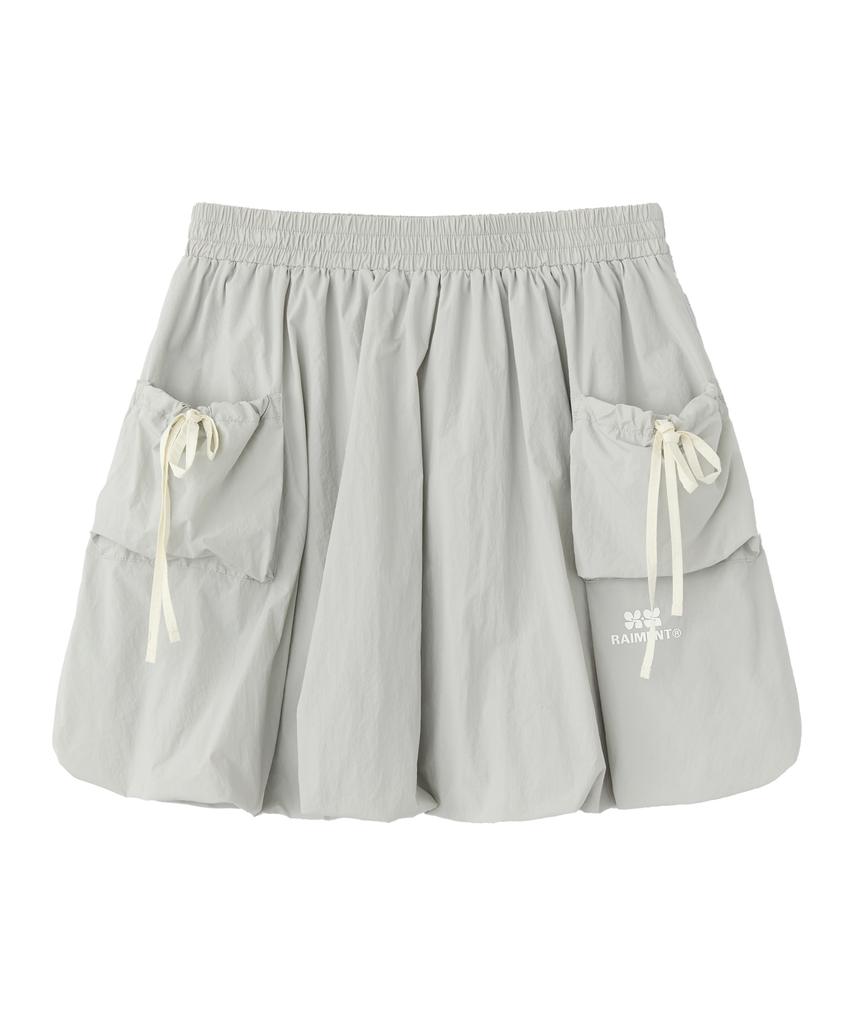 RAIMENT (W) Women'S Pumpkin Balloon Lightweight Nylon Ribbon Skirt_Light Grey