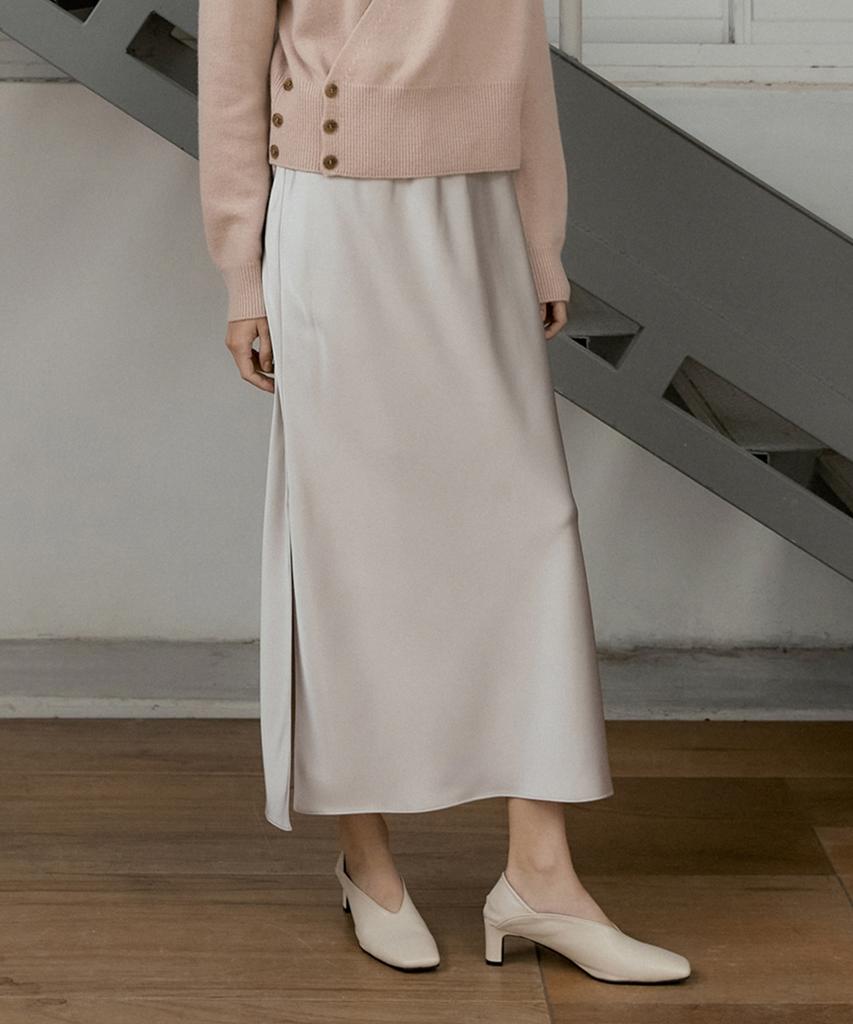 Otte Reve Satin Long Slit Skirts_2Color