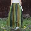 Women Vintage Skirts Summer Chinese Style Print Floral Elastic Waist Striped High Quality Skirts