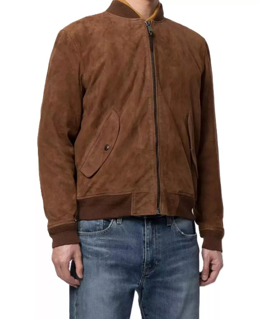 Stylish Casual Brown Soft Suede Handmade Leather Bomber Jacket Men's Racer Moto Biker