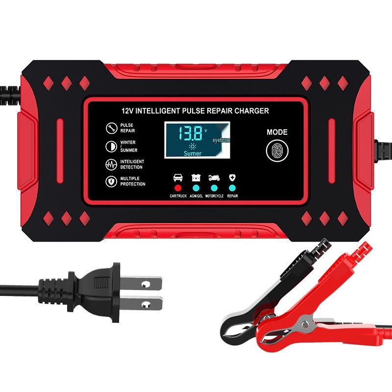 12V 6A Smart Pulse Charger for Lead-Acid Motorcycle and Car Batteries