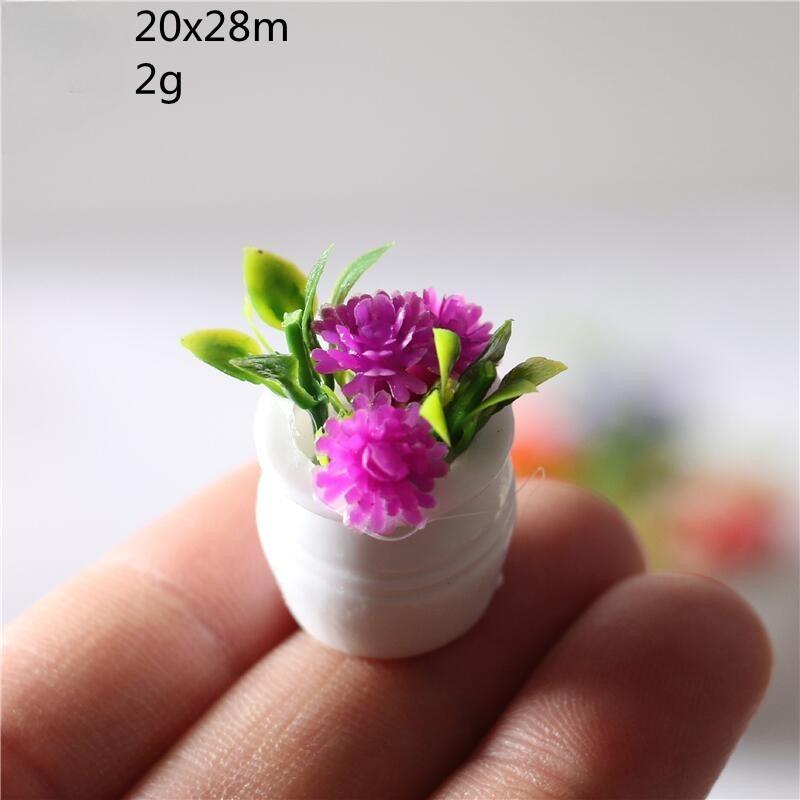 5pcs 1:12 Dollhouse Miniature Green Plant in Pot Simulation Potted Plants Dollhouse Decor Mini Flower Pots Holiday Gifts Party