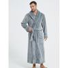 Men's Shawl Collar Robes Full Length Fleece Plush Bathrobes Soft Spa House Coat with Pockets Fluffy Spa Robes Winter Warm Flannel Long Robe for Men