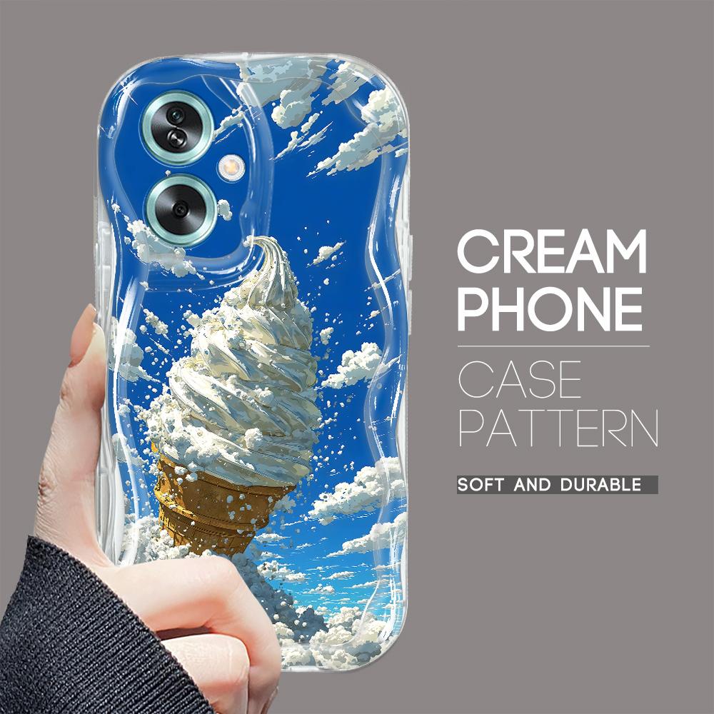 

Милый мультяшный узор, кремовая текстура, мягкий силиконовый чехол с волнистыми краями, чехол для телефона для OPPO Reno Realme Realme Narzo 20 прозрачный