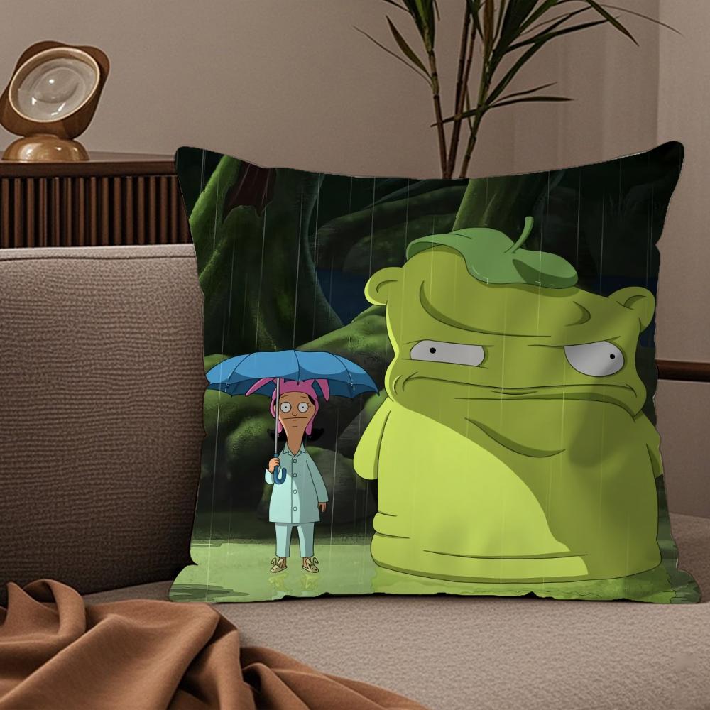 

C-Cartoon B-Bobs B-Burgers Pillow Case Silky Elegant Comfort Sofa Bed Invisible Zipper 30cmx30cm
