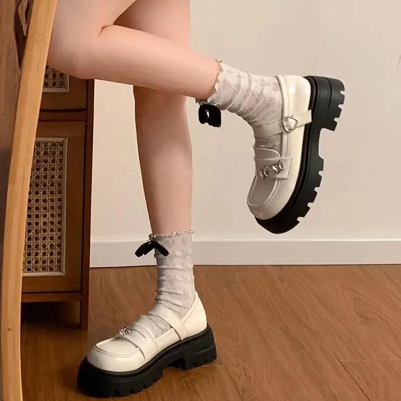 Fashion Ladies Pumps Round Toe Loafers Women's Shoes Platform with Medium Heels Casual Shoe Non Slip Summer 2025 Chic and Elegant Trend