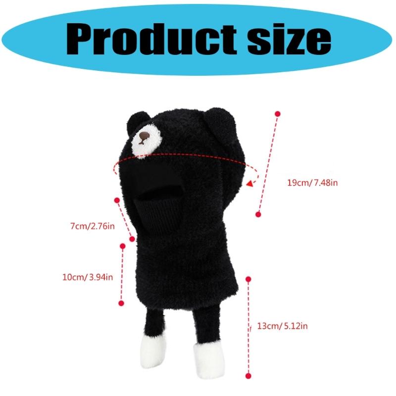 Children Face Cover Brimless Hat Neck Warmer With Cartoon Bear Design Pullover Earflap Hat For Toddler Skiing Hiking