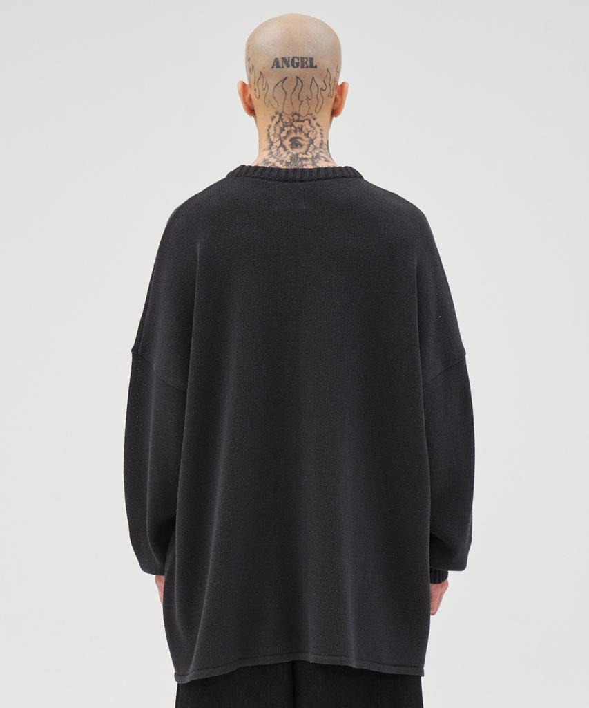 AJOBYAJO Total Logo High-Twist Yarn Sweater [Charcoal]